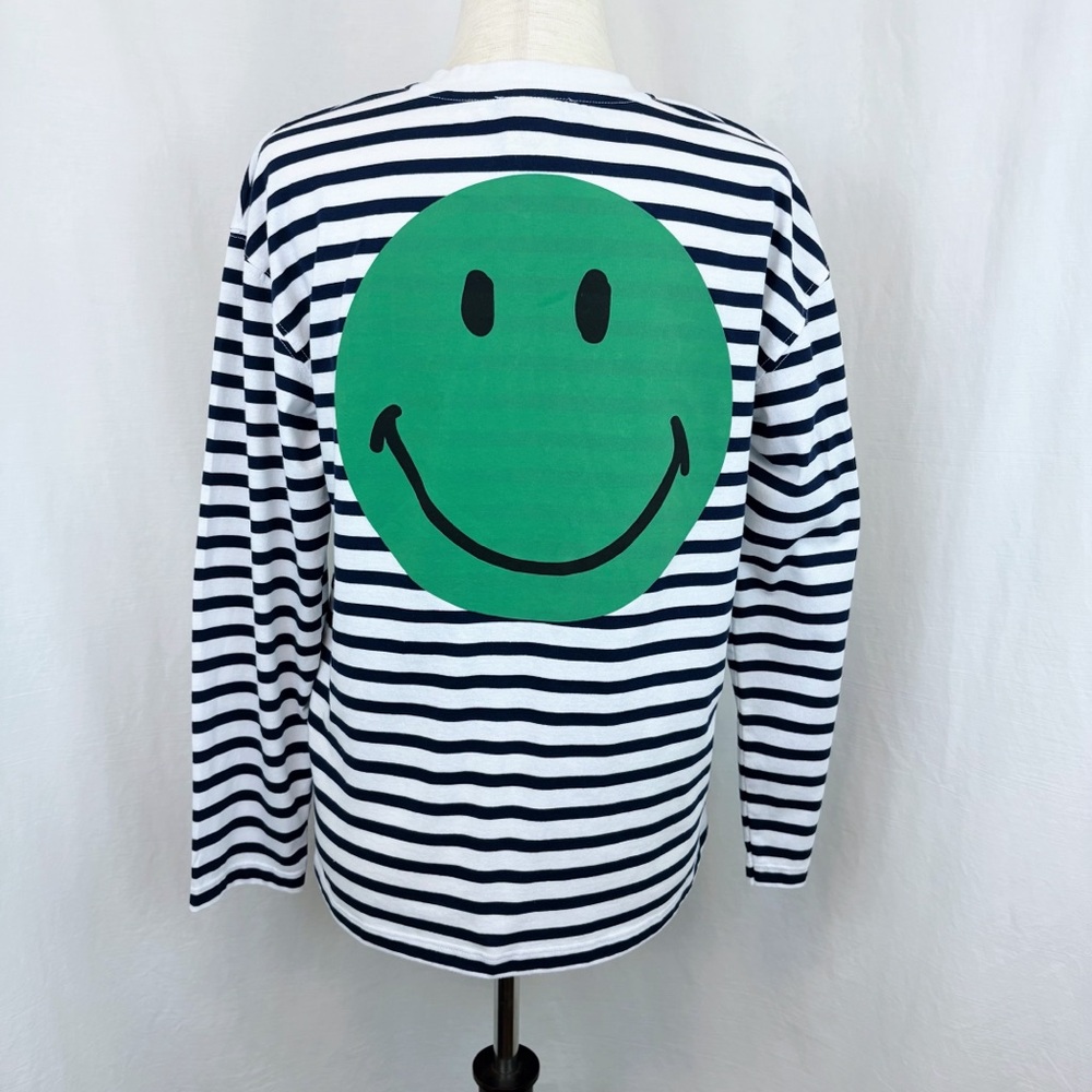 Zara Navy & White Smiley Long Sleeve Tee - Picture 3 of 3